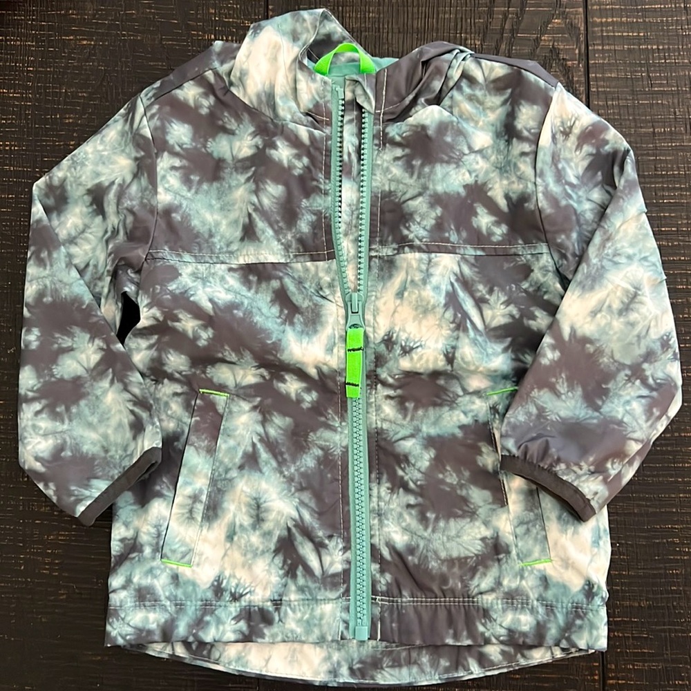 Boys Marble Hooded Raincoat with Pockets